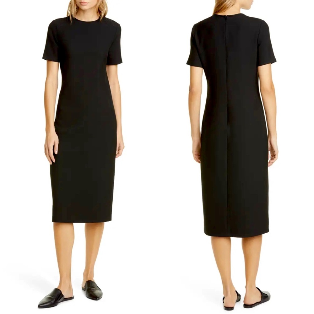 JENNI KAYNE Plume Short Sleeve Black Midi Dress M